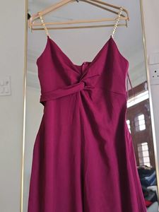 ZARA Gold Chained Burgundy Jumpsuit