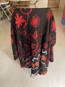 A Woollen Poncho/ Cape With Embroidery