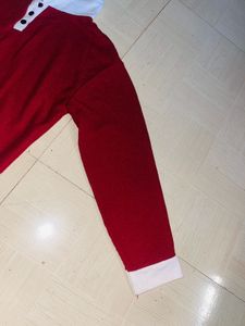 Classic Maroon Ribbed Polo Top