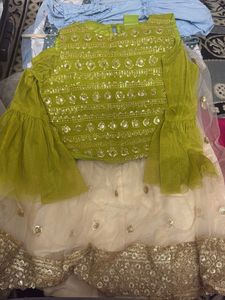 Girls Green & White Dress