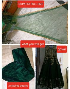green designer Gown🔥 ❤️ velvet