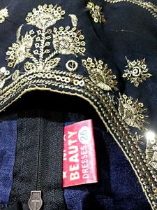 Navy Blue Embroidered Nayra Cut Dress
