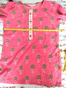 Pink Floral Print Short Kurti