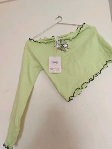 One-shoulder top women pista green