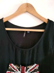 MANGO Union Jack Sequin Top