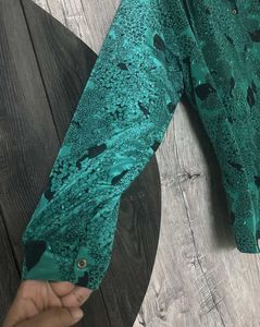 Vintage Emerald Green Patterned Blouse