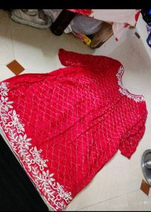 Red Embroidered Kurta Set