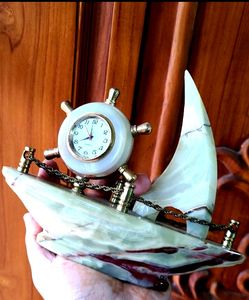 Beautiful Marble Ship Paperweight Home Decor