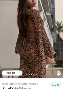 Brown Leopard Print Cutout Maxi Dress NewMe