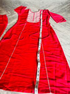 Red Embroidered Kurta Set