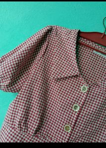 Gingham Tie-Front Blouse