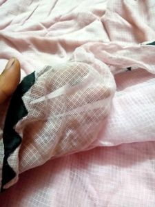 Light Pink Saree with Black Trim