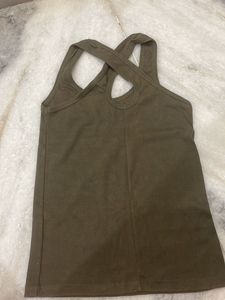 Olive Tank  And Black Top