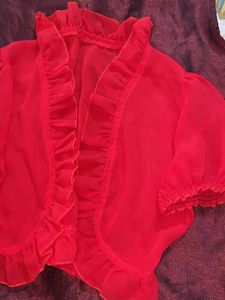 Red Georgette Shrug