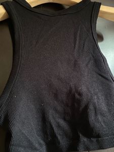 H&amp;M Black Ribbed Cropped Tank Top