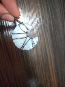 Fire Opal Crystal Pendant Moon Shaped
