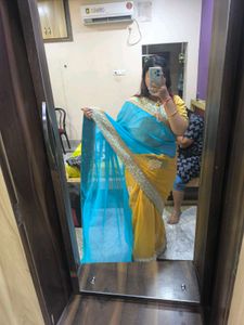 Elegant Blue &amp; Beige Saree