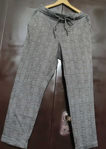 Grey Check Print Trouser Pant For 32 Waist