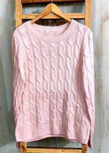Light Pink Self Design Pullover Size-36-38