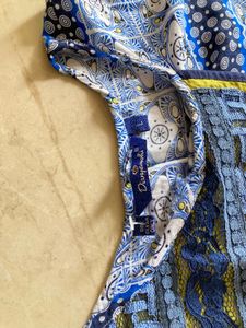 Blue Patterned Sleeveless Dress