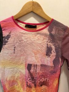 Beautiful Graphic Print Mesh Top