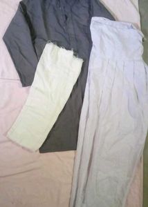 Grey Kurta with White Salwar +White Dupatta Clg Ds