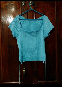 Blue Ribbed top for women
