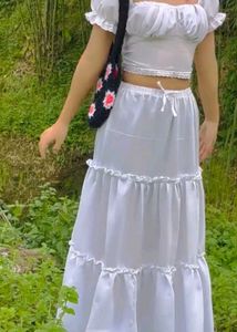 White  Maxi Skirt And Top
