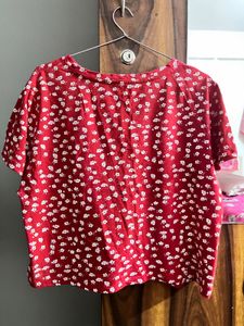 Red Floral Print Tee