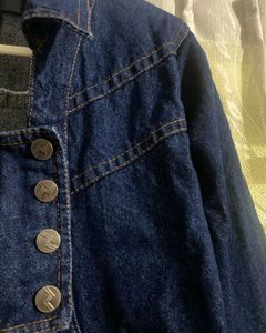 Dark Blue Cropped Denim Jacket