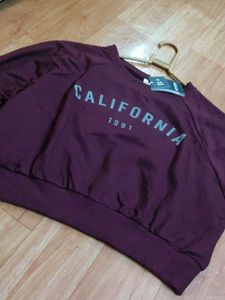 It Is A Cool, Pretty Croped Sweat Shirt ,Maroon
