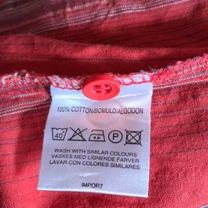 Vintage Red Striped Button-Down Shirt