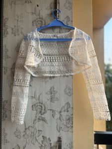 Lace Bolero Shrug With Orange Dress
