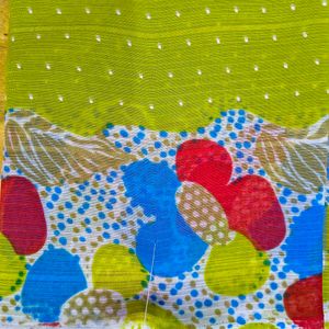 Green Polka Dot Floral Saree