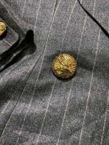 Women Charcoal Striped Blazer