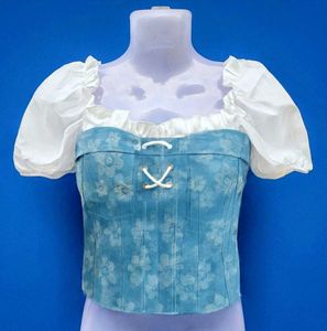 Floral Print Jeans Cloth Beautiful Crop Top