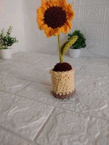 Crochet Sunflower pot Decor 🌻
