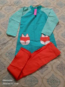 Girl's Fox Dress & Leggings Set