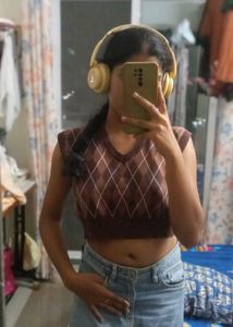 Korean Cute Brown Top Aesthetic and Pinterest Vibe