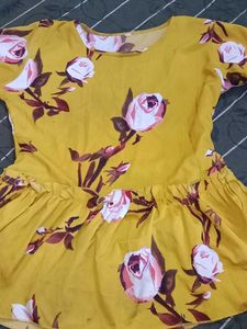 Floral Mustard Yellow Ruffle Top