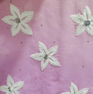 Pink Floral Cotton Saree with Blouse