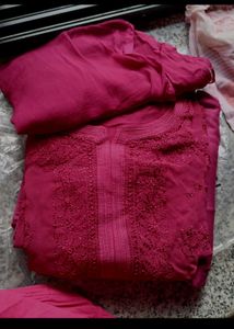 Pure Viscose Lucknowi Handwork Kurta &amp; Dupatta