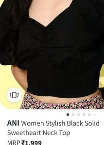 Black Sweetheart Neck Top