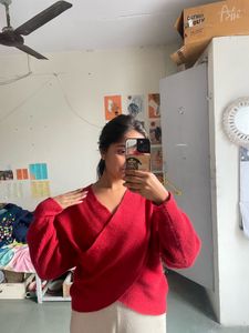 Red Wrap Sweater