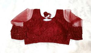 Maroon Net Sleeve Blouse
