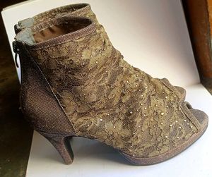 Lace Peep-Toe Ankle Boots