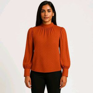 Elegant Rust Blouse | Women top | Medium | Organe