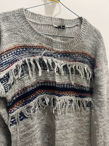 Grey Pullover High Low Style