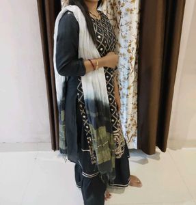 blue Embroidered Kurta Set