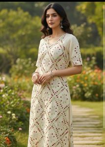 Vintage -Embroidered Cream Kurti